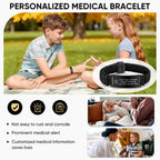 VNOX Medical Alert Id Bracelet for Men Women, Adjustable Customizable Stretchy Rope Emergency Survival Medic Bracelets Wristband Loop Band with Removeable Tag,Black
