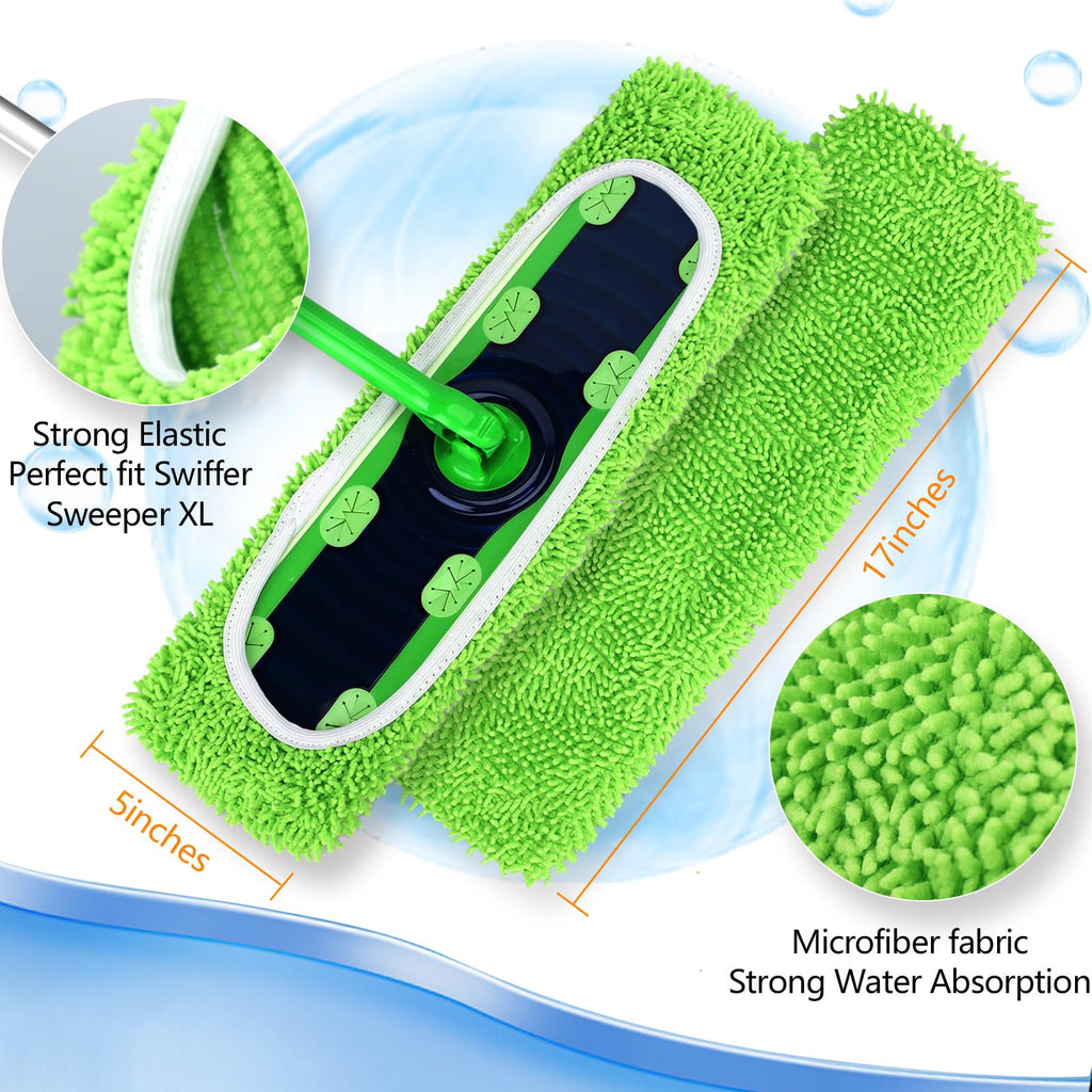 Yicotira Reusable Microfiber Mop Pads for Swiffer XL - 4 Pack XL Dry Sweeping Cloths & Wet Pads Refills - X-Large Heavy Duty Mopping Cloths for Floor Mopping and Sweeping (Mop is Not Included)