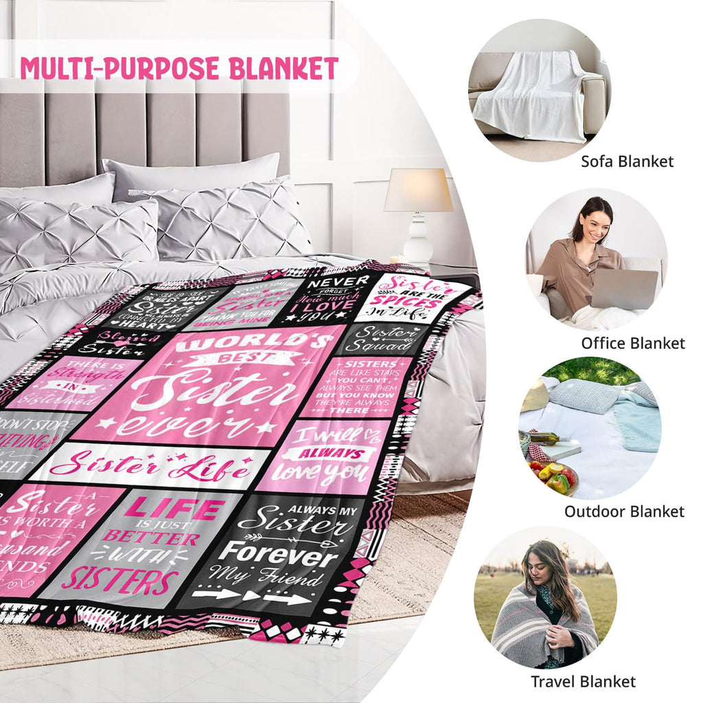 PVDSAVE Sister Birthday Gifts, Best Sister Ever Blanket 50"x60"