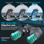 10x50 Marine Binoculars with Rangefinder for Adults - IPX7 Waterproof BAK4 Prism FMC Lens Binoculars with Compass and Shoulder Harness Strap for Navigation Hunting Bird Watching