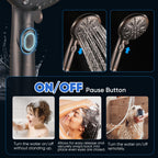 Cobbe 9-Function Shower Head with Built-in Power Spray, 1.8 GPM Water Saving ON/OFF Toggle Switch, High Pressure Handheld Showerhead with 1-Click Pause Button, Brass Bracket & 6ft Hose, ORB