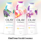 Olay Body Wash for Women, Fresh Radiance, Refreshing & Renewing, Made with Plant Based Cleansers, B3 Botanical Complex, For All Skin Types, Peach & Cherry Blossom Scent, 22 fl oz (Pack of 4)