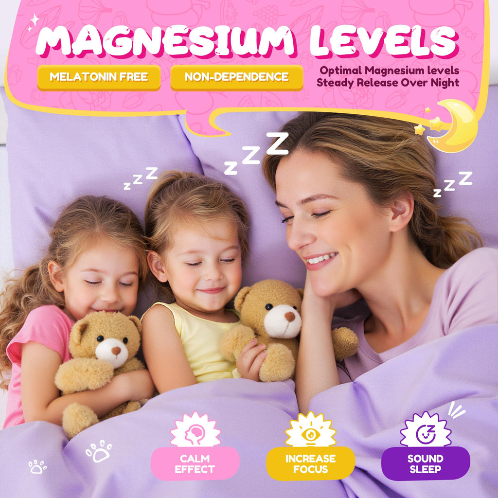 Magnesium Glycinate Gummies for Adults & Kids 4+, 2 Pack Sugar Free Magnesium Bisglycinate Supplement 400/200mg with L Theanine, Chamomile, Lemon Balm for Evening Support & Bedtime Routine 120 Gummies