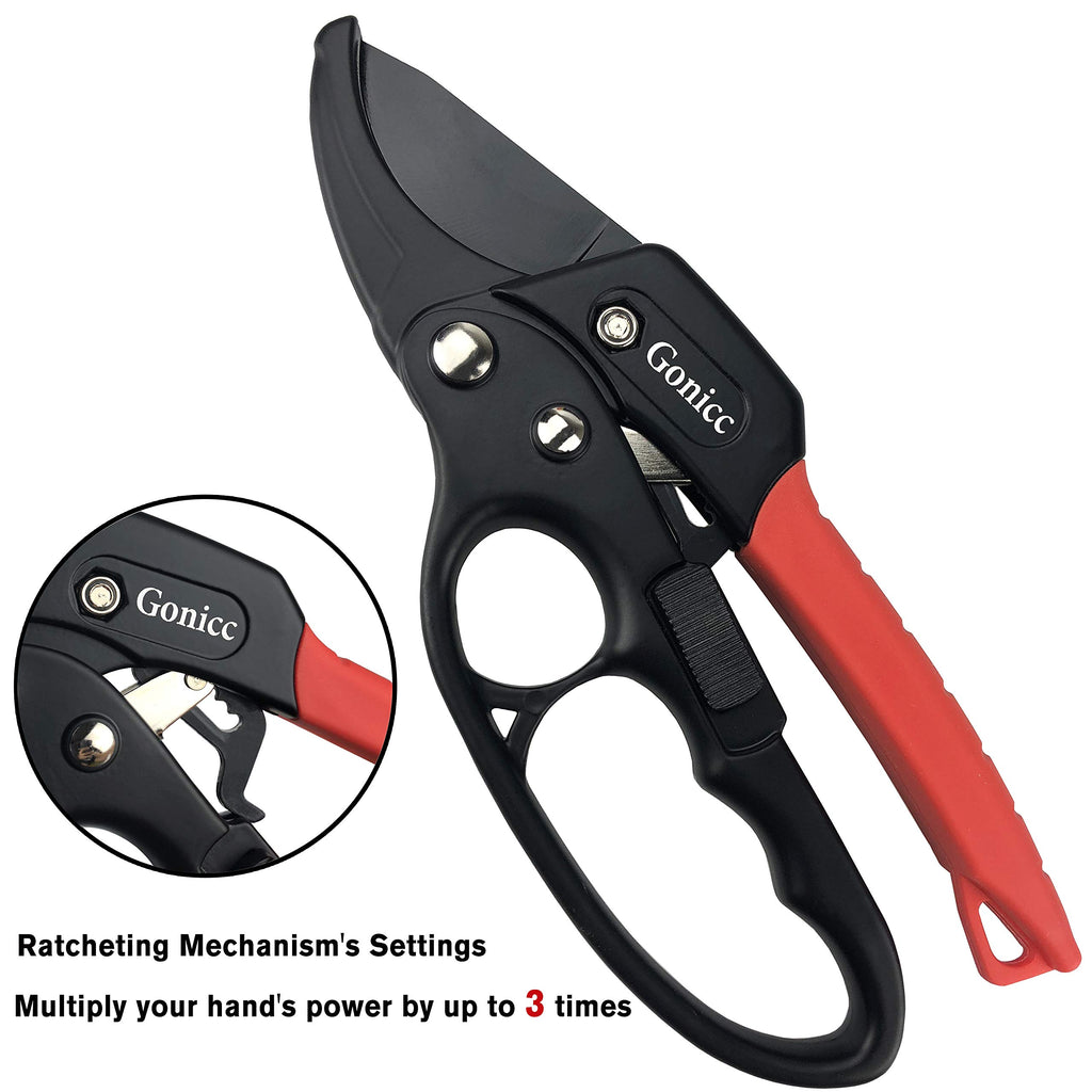 gonicc 8" Professional Ratchet Anvil Pruning Shears (GPPS-1011)