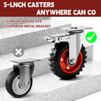 5 Inch Caster Wheels Heavy Duty with Dual-Lock Safety Brake and Rubber Tire Wheels, Heavy Duty - 400 Lbs Per Caster for Workbench, Trolley, Cabinet, Swivel Rubber Wheel 4-Packs with mounting Hardware
