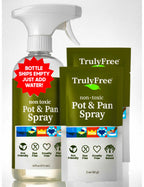 Truly Free Heavy Duty Pot & Pan Spray | Non Toxic Powerful Grease Remover, Multi-Purpose Kitchen Oven Cleaner Spray Degreaser for Stove Top, Grill Citrus Scent | Includes 1 Empty Bottle & 2 Refill