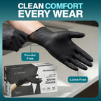 Disposable Black Nitrile Gloves Large 50 Count - Extra Thick 4.5 Mil - Powder and Latex Free Rubber Gloves - Surgical Medical Exam Gloves - Food Safe Cooking Gloves