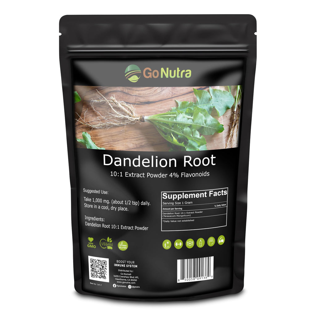 Go Nutra Dandelion Root Powder for Tea, Coffee & Beverages | Concentrated 10:1 Dandelion Root Extract Powder, Caffeine Free | No Added Ingredients | Non-GMO, Vegan | 16 oz (1 lb)