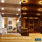 Amico 12 Pack Black 6 Inch 5CCT LED Recessed Ceiling Light with Night Light, 2700K/3000K/3500K/4000K/5000K Selectable Ultra-Thin Lighting, 12W=110W, 1100LM, Dimmable Canless Wafer Downlight - ETL&FCC