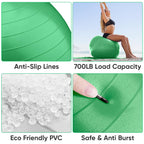 APEXUP Yoga Ball Exercise Ball, Anti Slip Stability Ball Chair, Heavy Duty Large Gym Ball for Fitness, Balance, Core Workout and Physical Therapy (S (15"~18") 45cm, Dark Green)