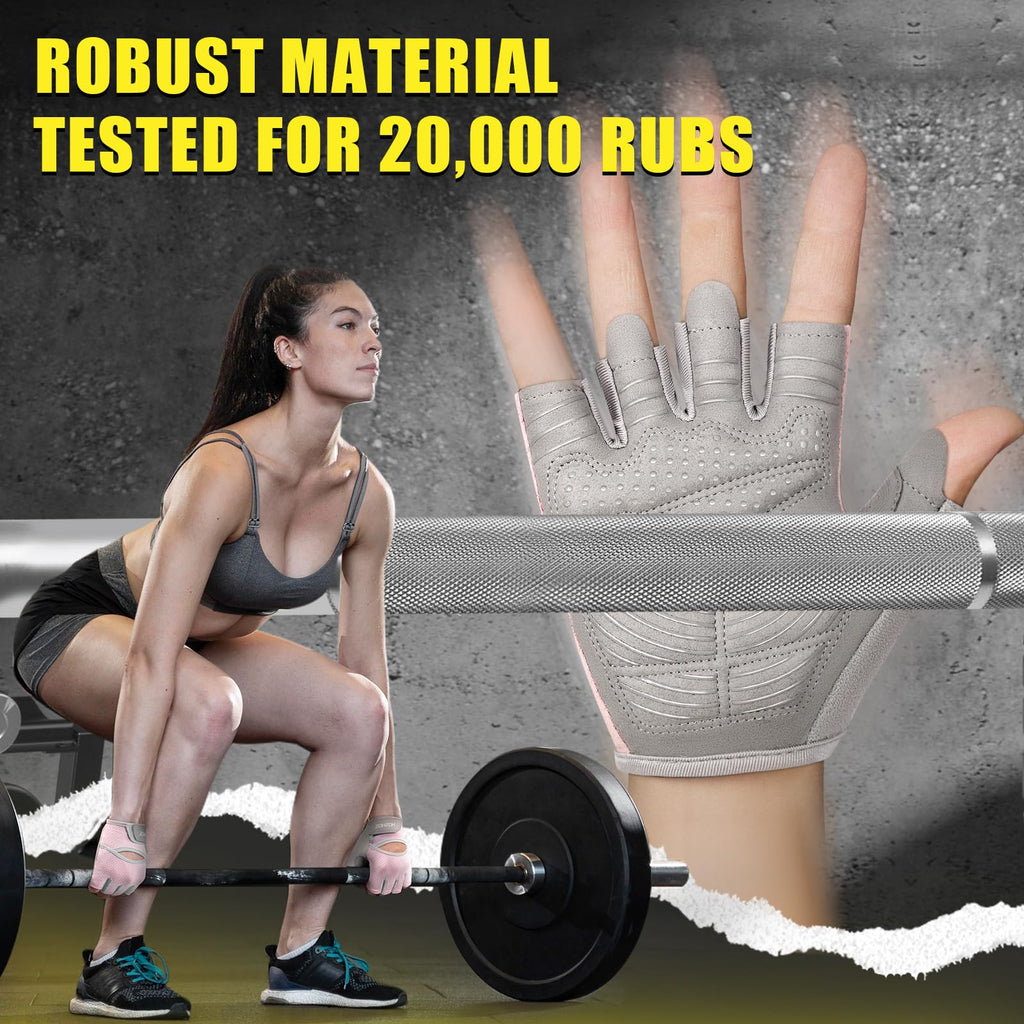 HOZMOZ Ventilated Weight Lifting Gloves, Thick Padded Workout Gym Gloves with Full Palm Protection & Grip & Shock Absorption for Women & Men's Fitness Exercise Training