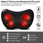 Papillon Back Massager with Heat,Shiatsu Pillow for Body Pain Relief Black