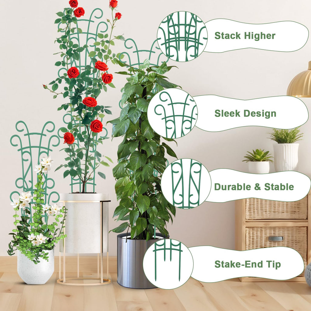 10 Pack Indoor Plant Trellis for Potted Plants, Stackable Garden Trellis for Climbing Plants Outdoor, Small Trellis for Houseplants Rose Hoya Pothos Plant Climber Support