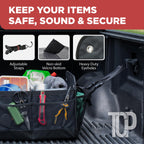TRUNKCRATEPRO Extra Large Multi Compartments Collapsible Portable Trunk Organizer with Metal Hooks, Recommended for Really Large Loads Black Extra Large