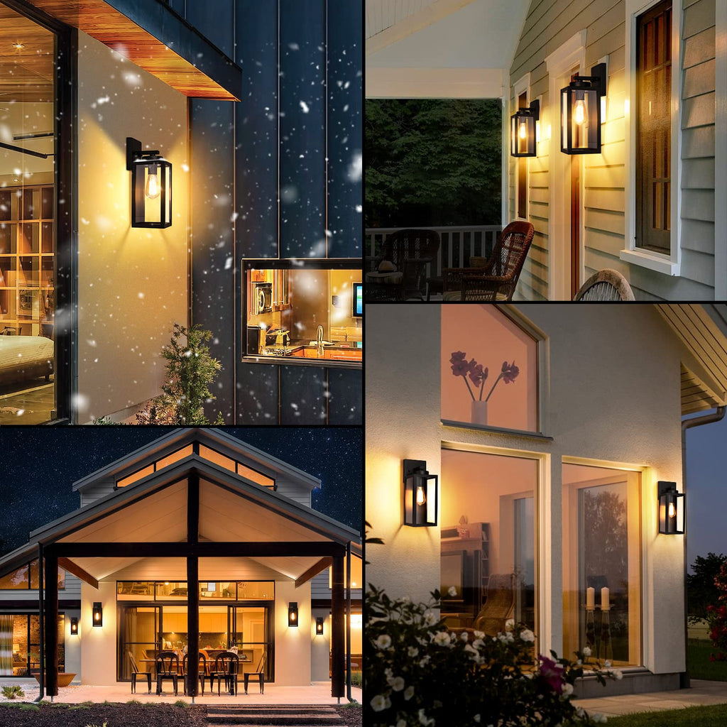 BesLowe Outdoor Wall Light Fixture, Modern Outside Porch Sconce, Black