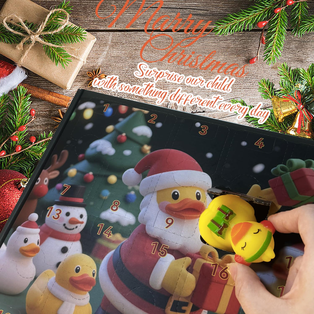 SQZUWIT 2026 Christmas Advent Calendar Rubber Ducks 24 Days Kids Gift