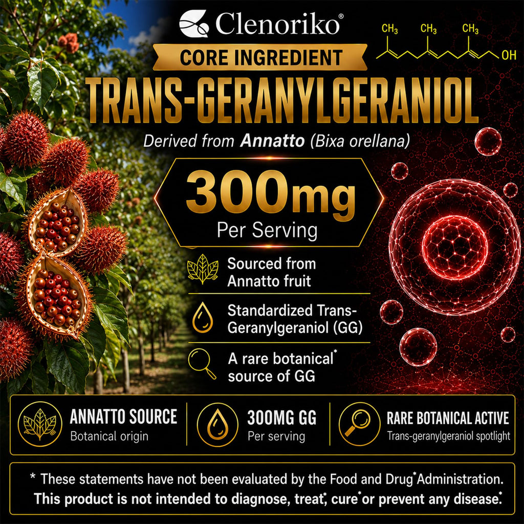 Clenoriko GG-Max Geranylgeraniol GG Supplement 300mg for Men, 120 Softgels