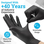 Hand-E Touch Black Nitrile Disposable Latex Free & Powder Free Gloves Small, 200 Count - BBQ, Tattoo, Hair Dye, Cooking & Mechanic Gloves