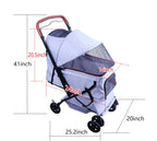 FOURPAW Reversible Pet Stroller (4 Wheels for Cats and Dogs) for Small and Medium Pets up to 33 lbs.Gray