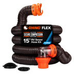 Camco RhinoFLEX 15 Ft Complete RV Sewer Hose Kit, Swivel Bayonet Fittings