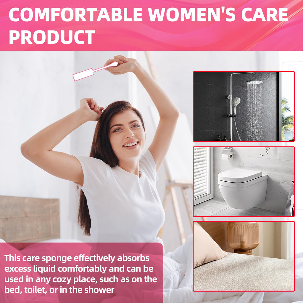 (40-Pack) Calvana White Drip Sticks for Females, Drip Stick Absorbing Sponge, Awkward Essentials, Soft and Comfortable Design, Long Handle Easy Grip, Individually Packaged
