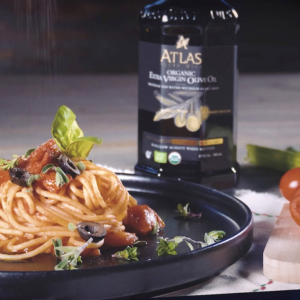 A ATLAS OLIVE OILS Organic Cold Press Extra Virgin Olive Oil with Polyphenol Rich, Newly Harvested Unprocessed from One Single Family Farm Cold Press Ext. Virgin 34 Fl Oz (Pack of 1)
