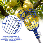 PEAKCLOUDS Fruit Picker Tool with Basket, 35-72 Inch Adjustable Long Handle Fruit Picking Pole - for Harvesting Lemon Avocado Apple Mango Pear Orange & Tall Tree Fruits