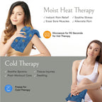 SacksyThyme Microwave Heating Pad for Back, Neck, Menstrual Cramps, Shoulders, Leg Pain Relief - Hot Moist Microwavable Therapy Pack - Blue Unscented Flaxseed Heat Pad Made in USA (Size: 18” x 7”)