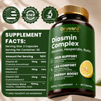 Druvara Diosmin Hesperidin with Rutin & B Vitamins | Vein Support Supplement for Leg Comfort, Healthy Circulation, Vein Strength & Improved Mobility - 60 Capsules