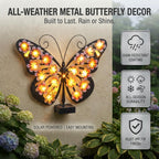Solar Butterfly Lights Outdoor Metal Wall Decor with 30 Led Decorative