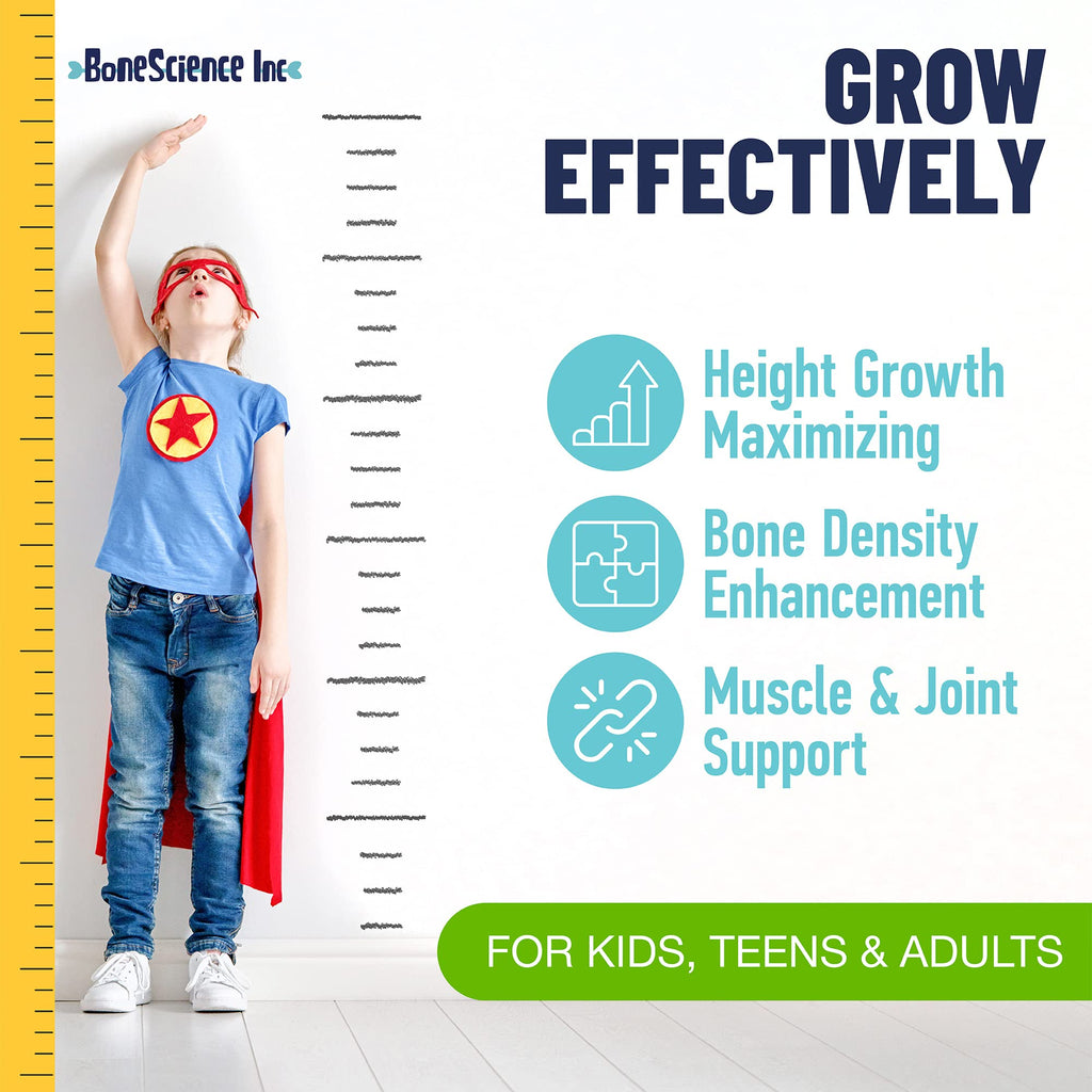 BoneScience Inc Height Growth Maximizer - Growth Optimization Supplement for Teens & Young Adults – Bone & Development Support with Calcium, Vitamin D3, Zinc & Amino Acids – 2 Pack (60 Count Each)