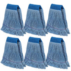 Commercial Mop Head Refills 6 Pack, Heavy Duty Cotton Loop End Mop Heads for Industrial Floor Cleaning, Super Absorbent String Mop Replacements for Restaurant, Garage, Warehouse (16oz)