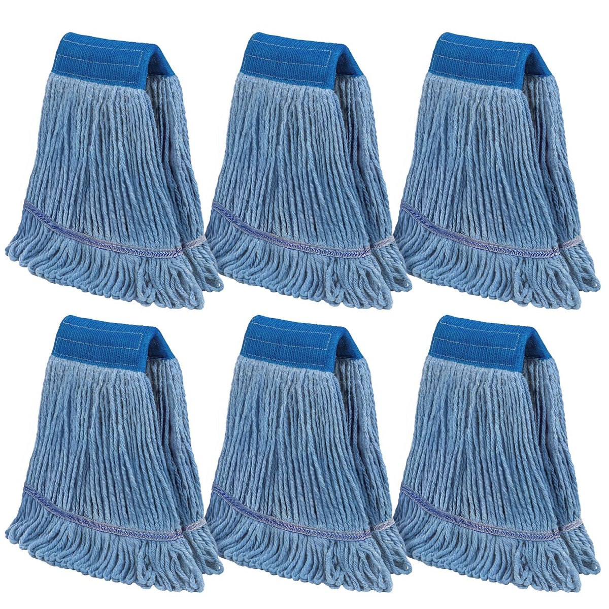 Commercial Mop Head Refills 6 Pack, Heavy Duty Cotton Loop End Mop Heads for Industrial Floor Cleaning, Super Absorbent String Mop Replacements for Restaurant, Garage, Warehouse (16oz)