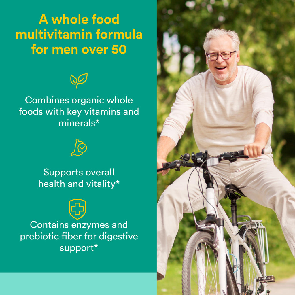 Natural Factors Whole Earth & SEA Men's 50+ Once A Day MULTIVITAMIN & Mineral, 60 Vegetarian Capsules