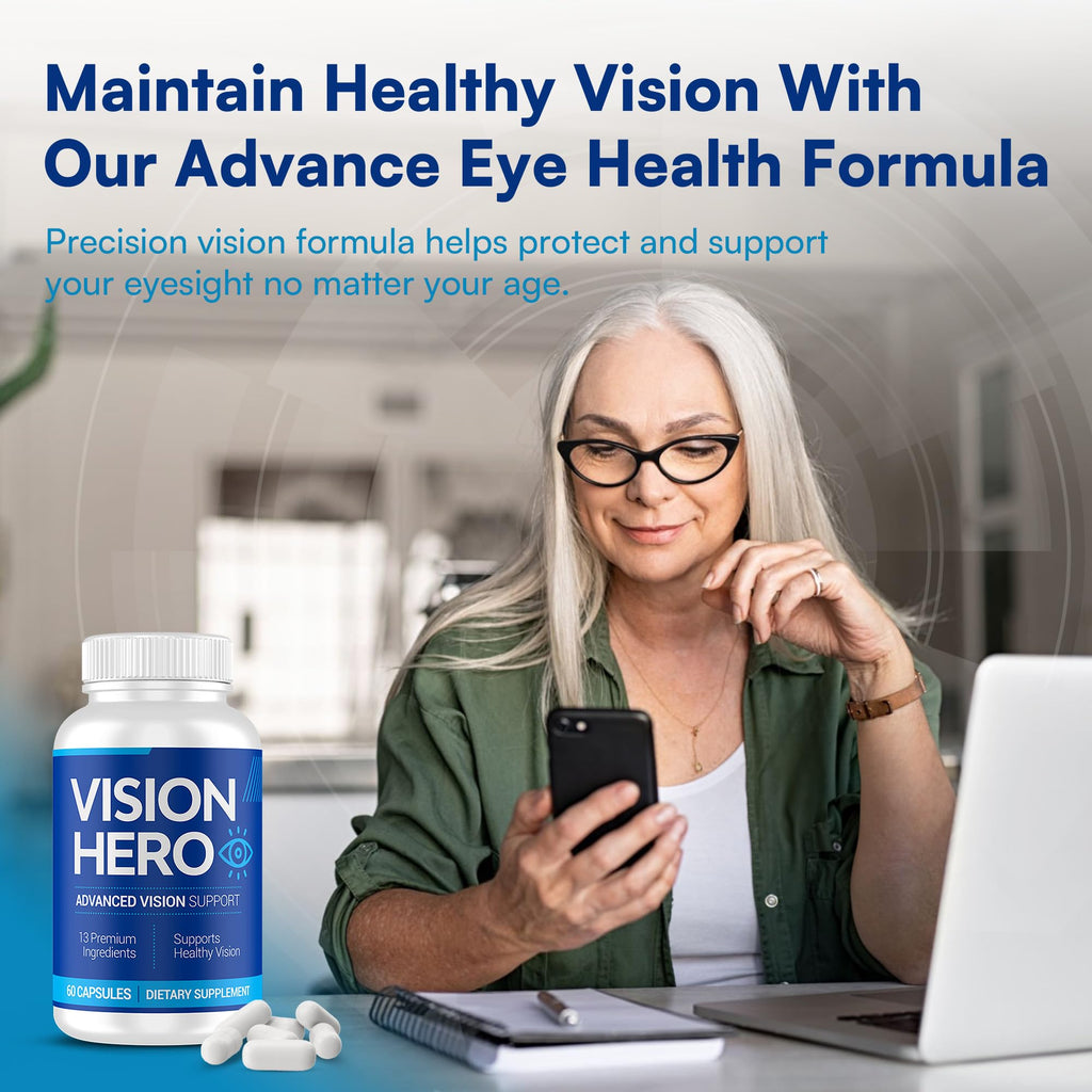 Vision Hero Advanced Vision Support, Eyes Supplements - 60 Capsules Eye Health Supplements for Adults (Pack of 1)