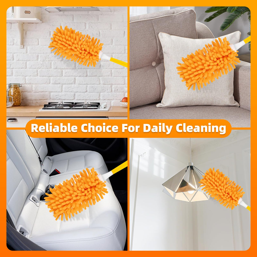 Nicemiya 8 Pack Reusable Duster Refills Compatible with Swiffer Hand Duster, Washable Microfiber 360 Heavy Duty Dusters Refills for Dusting Cleaning(Include 1 Handle & Laundry Bag)