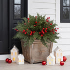 lovemoon 70Pcs Christmas Artificial Pine Stems with Red Berries, Faux Cedar Branches, Fake Christmas Greenery Pine Picks with Berries Stems for DIY Crafts, Garland Wreath & Home Xmas Decor (70)