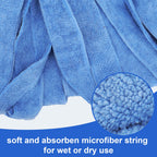 Microfiber Mop Cloth Heads Replacements: One Mop Handle with Two Blue Microfiber Cloth Heads Compatible with All Standard US Threading Pole