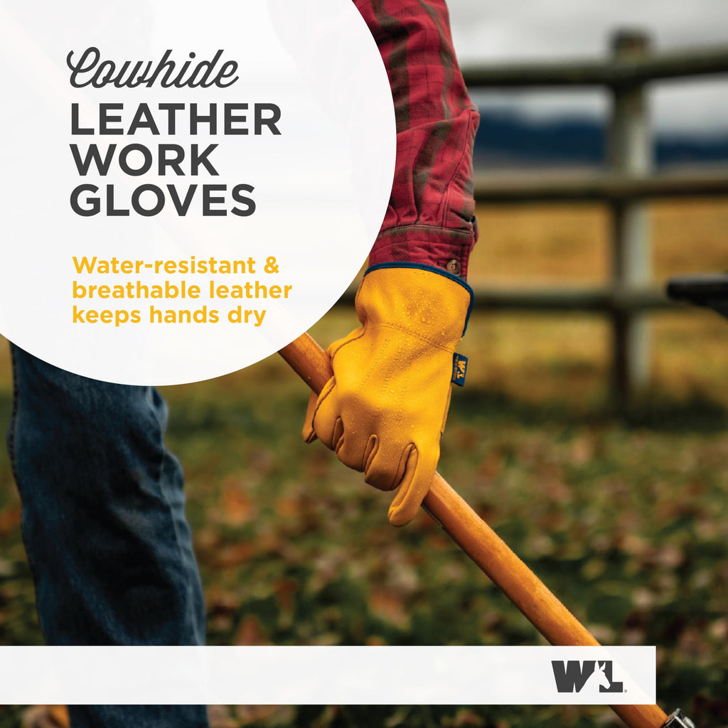 Wells Lamont Men's Slip-On HydraHyde Leather Work Gloves – Water-Resistant, Breathable, Durable – Ideal for Gardening, Landscaping, Ranching – Heavy Duty Leather Work Gloves – Saddletan, XX-Large