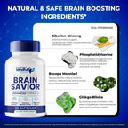 Brain Savior Brain Supplements for Memory and Focus Capsules, BrainSavior Advanced Formula Brain Health Support - Maximum Strength Nootropics Brain-Savior All Natural Support Reviews (5 Pack)