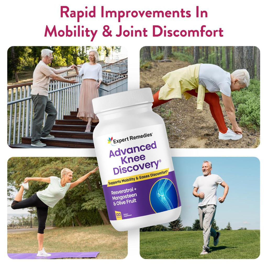 Advanced Knee Discovery Knee Joint Support Supplement, Outperforms Glucosamine Chondroitin with Fast Acting Blend of Mangoselect, Olive Fruit, Trans-Resveratrol, Non-GMO Knee Pain Blend, 120 Count