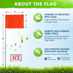 Fluorescent Orange Yard Marking Flags - 4x5x15 Inch Marker Flags - 50 Pack - Markers For Lawn, Irrigation, Landscaping, Survey & Sprinkler Head Marking