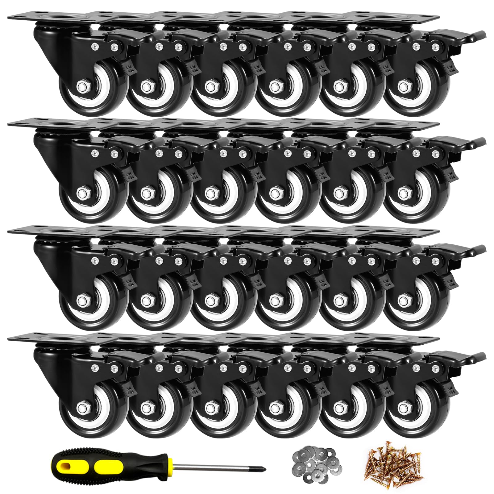 CLOATFET 2" Swivel Casters Set 24, Heavy Duty Locking Casters with Brakes