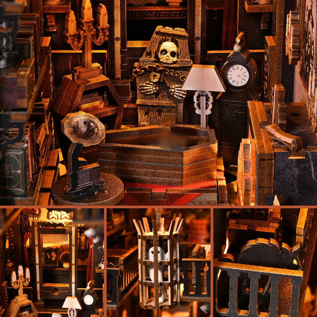 TOYQI DIY Book Nook Kit, Miniature House Dollhouse Kit for Adult and Teens, Book Nook Kits for Adults, Booknook Bookend Alley Model Build with Dust Cover