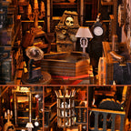 TOYQI DIY Book Nook Kit, Miniature House Dollhouse Kit for Adult and Teens, Book Nook Kits for Adults, Booknook Bookend Alley Model Build with Dust Cover