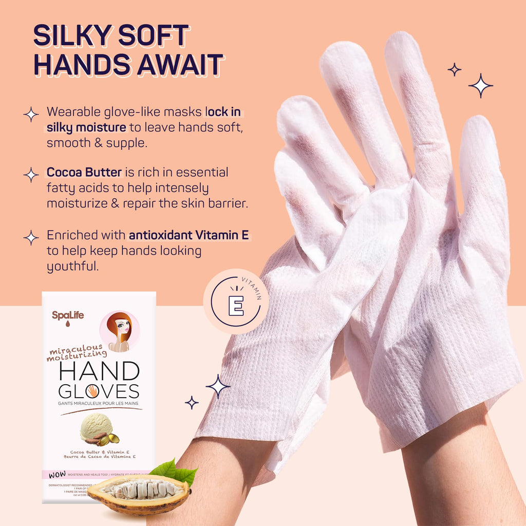 SpaLife 10 Piece Korean Face Mask & Moisturizing Hand Gloves Set | Foot Mask Socks for Dry Cracked Hands & Feet | Korean Skincare Cuticle Repair Mask Women | Self Care Gifts for Women | 10 Pack