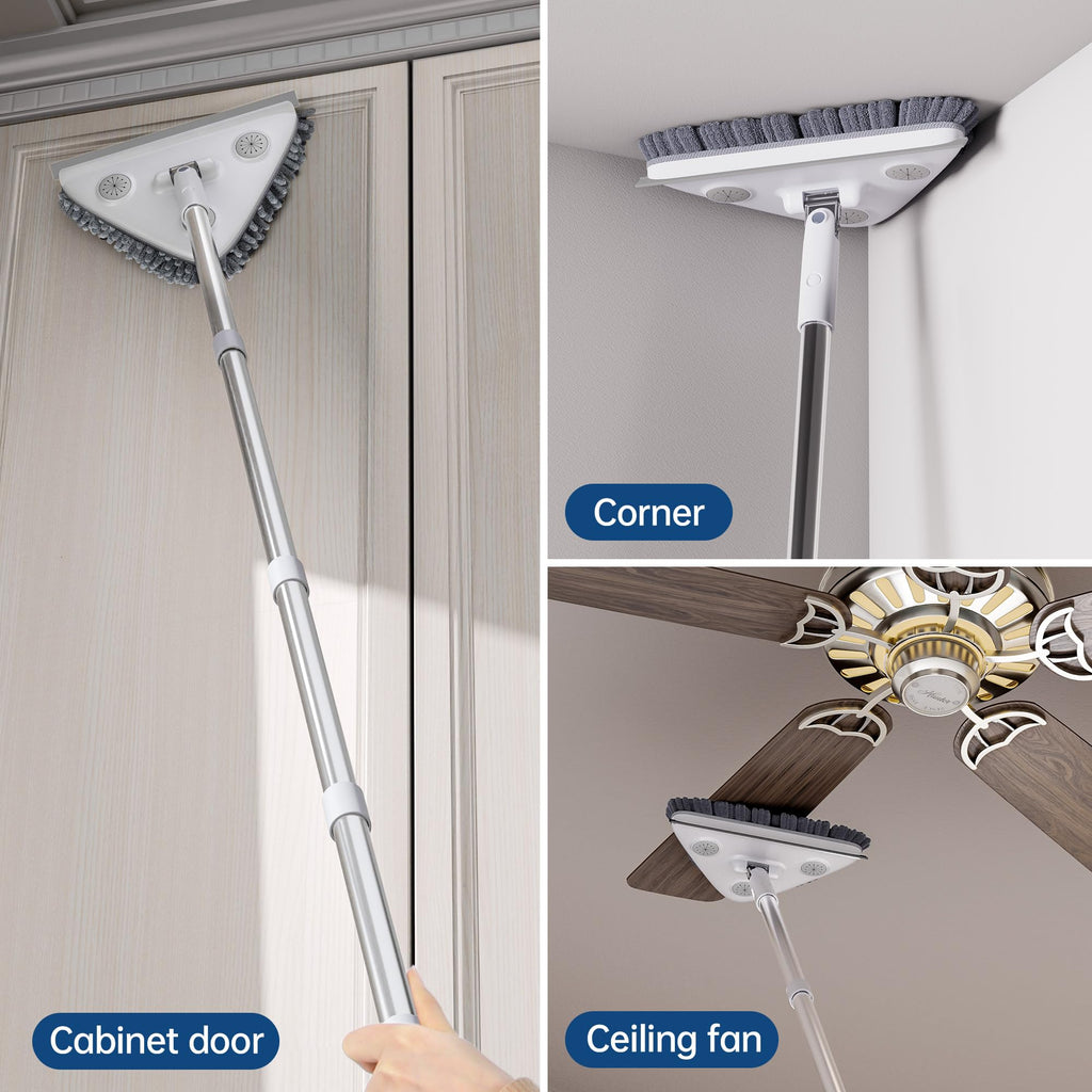 POPMOP Wall Cleaner Mop with Long Handle, Wall Duster with Extension Pole, 3-in-1 Wall Cleaner, Dust Mop with 5 Reusable Pads