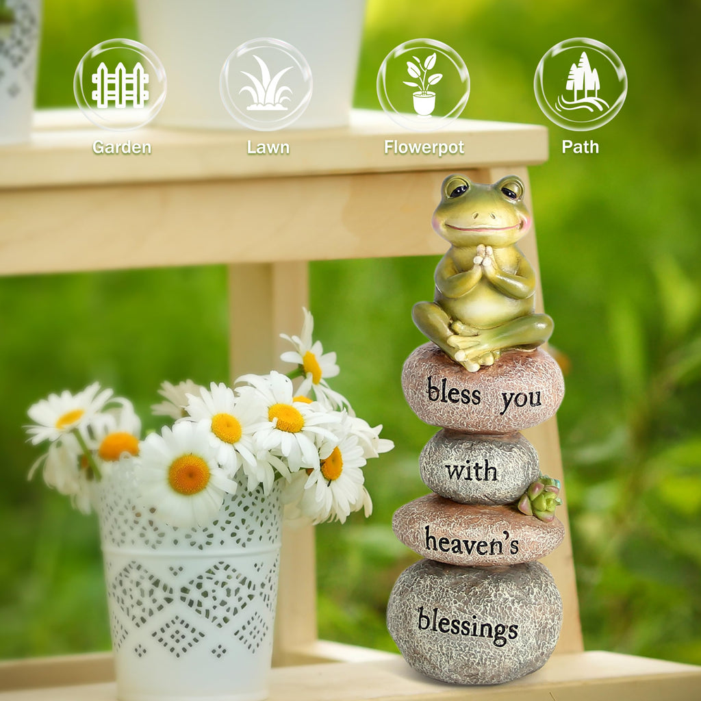 Xintim Garden Yoga Frog Statue Decor Meditation Zen Yoga Frog Figurines for Home and Garden Decoration, Gifts for Women Patio Yard Lawn Outdoor Sculptures, Bless You