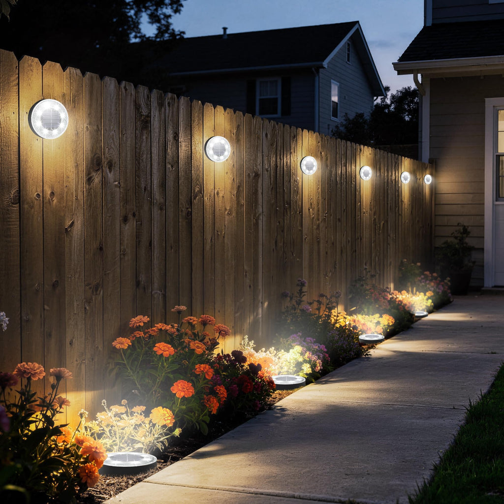 Joomer 2-in-1 Solar Lights Outdoor Waterproof, 16 Pack 8 LED, White