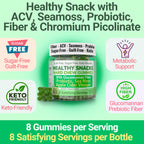 High-Fiber Keto Snacks, Healthy Snack for Adults, Chromium Picolinate Seamoss ACV Gummies, Gluten Free No Sugar Low Calorie & Carb Prebiotic Fiber Gummy Snack Candy, Apple Cider Vinegar Irish Sea Moss